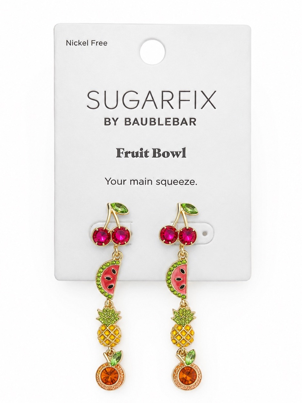 BaubleBar Fruit Bowl Dangle Earrings Cherries Watermelon Pineapple Oranges